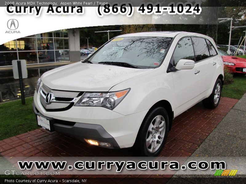 Aspen White Pearl / Taupe 2008 Acura MDX Technology