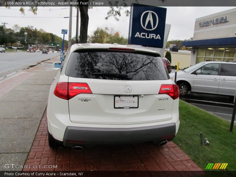 Aspen White Pearl / Taupe 2008 Acura MDX Technology