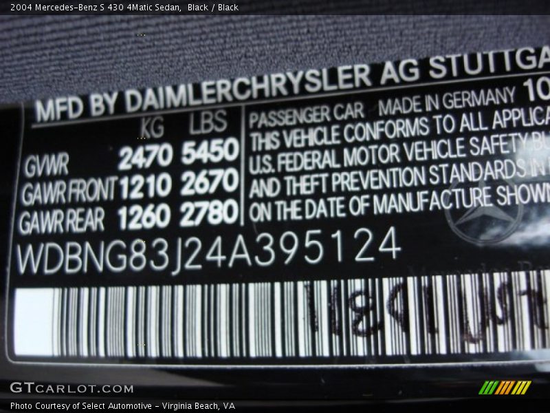 Black / Black 2004 Mercedes-Benz S 430 4Matic Sedan