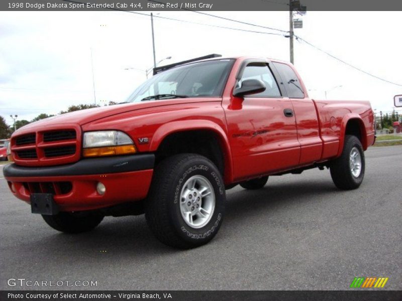 Flame Red / Mist Gray 1998 Dodge Dakota Sport Extended Cab 4x4