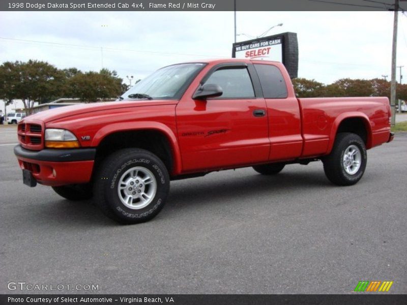 Flame Red / Mist Gray 1998 Dodge Dakota Sport Extended Cab 4x4