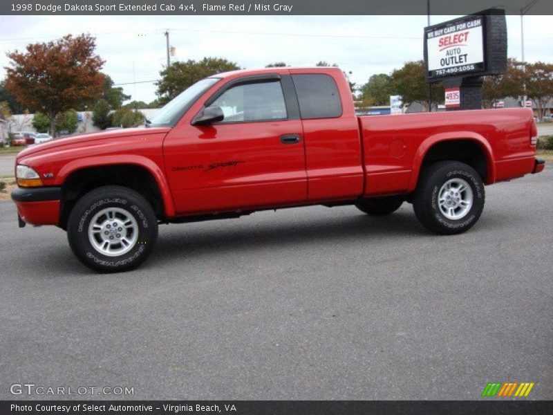 Flame Red / Mist Gray 1998 Dodge Dakota Sport Extended Cab 4x4