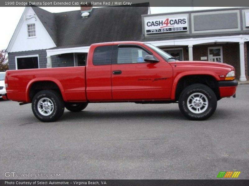 Flame Red / Mist Gray 1998 Dodge Dakota Sport Extended Cab 4x4