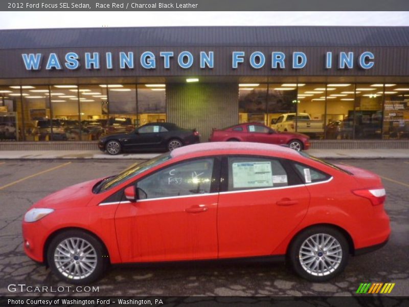 Race Red / Charcoal Black Leather 2012 Ford Focus SEL Sedan