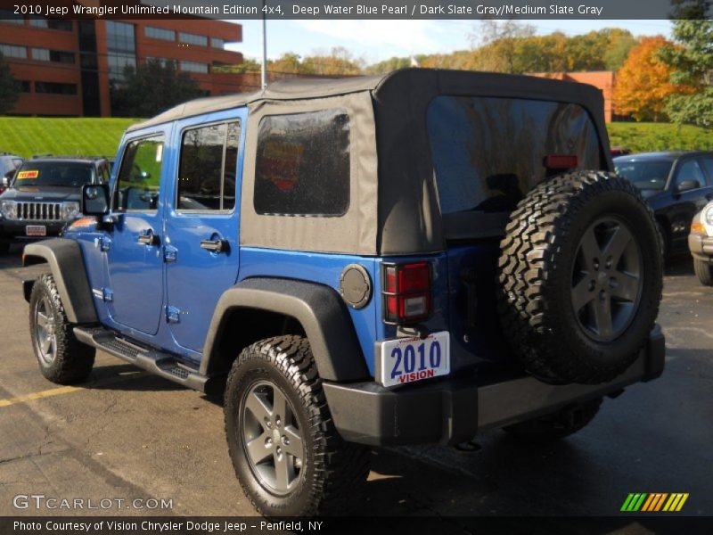 Deep Water Blue Pearl / Dark Slate Gray/Medium Slate Gray 2010 Jeep Wrangler Unlimited Mountain Edition 4x4