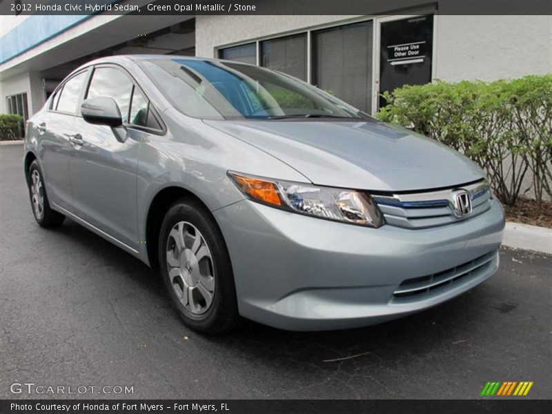 Green Opal Metallic / Stone 2012 Honda Civic Hybrid Sedan