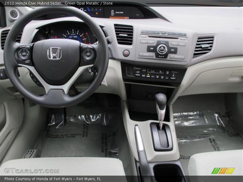 Green Opal Metallic / Stone 2012 Honda Civic Hybrid Sedan