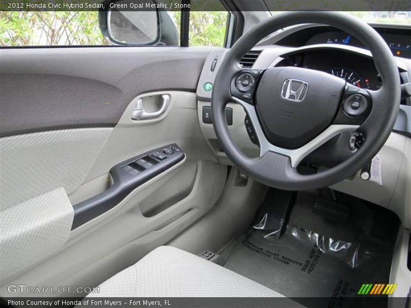 Green Opal Metallic / Stone 2012 Honda Civic Hybrid Sedan