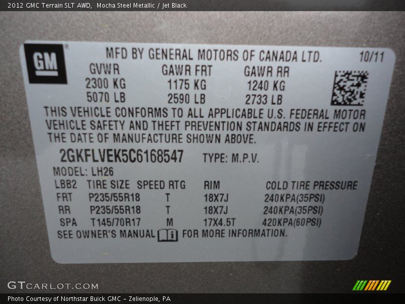 Mocha Steel Metallic / Jet Black 2012 GMC Terrain SLT AWD