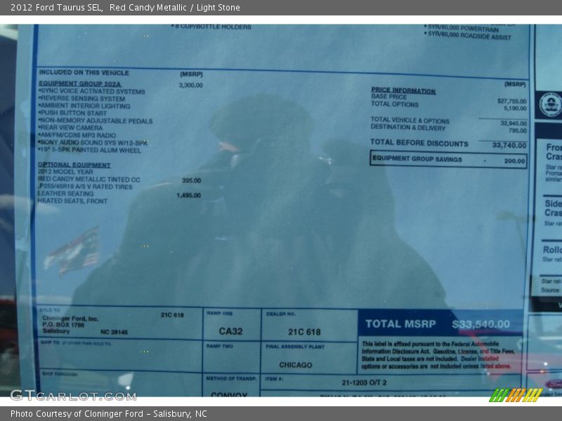Red Candy Metallic / Light Stone 2012 Ford Taurus SEL