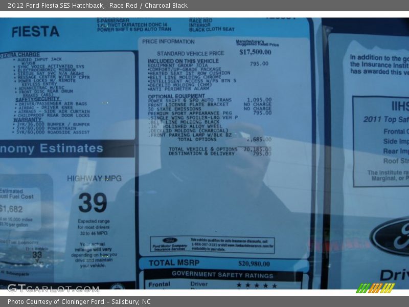 Race Red / Charcoal Black 2012 Ford Fiesta SES Hatchback