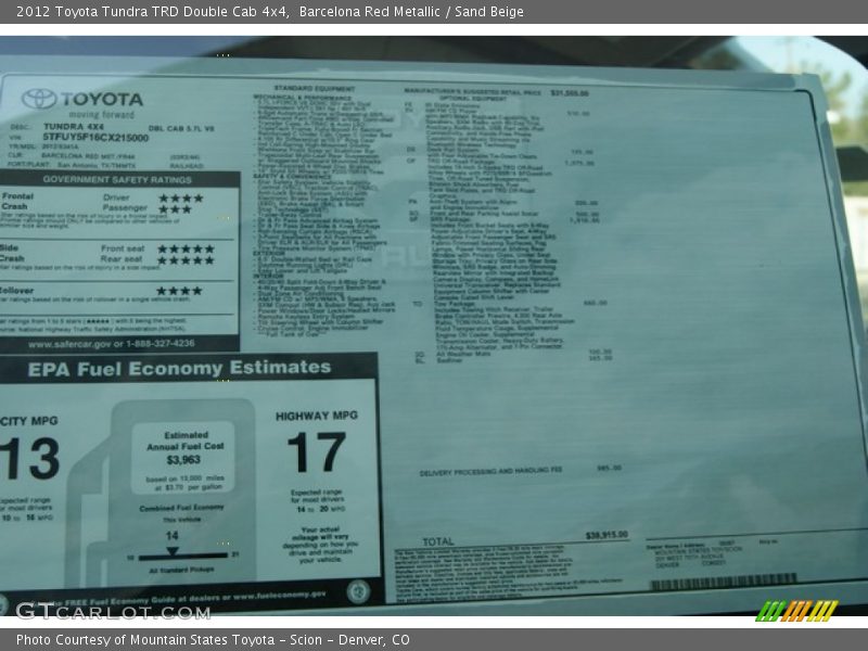 Barcelona Red Metallic / Sand Beige 2012 Toyota Tundra TRD Double Cab 4x4