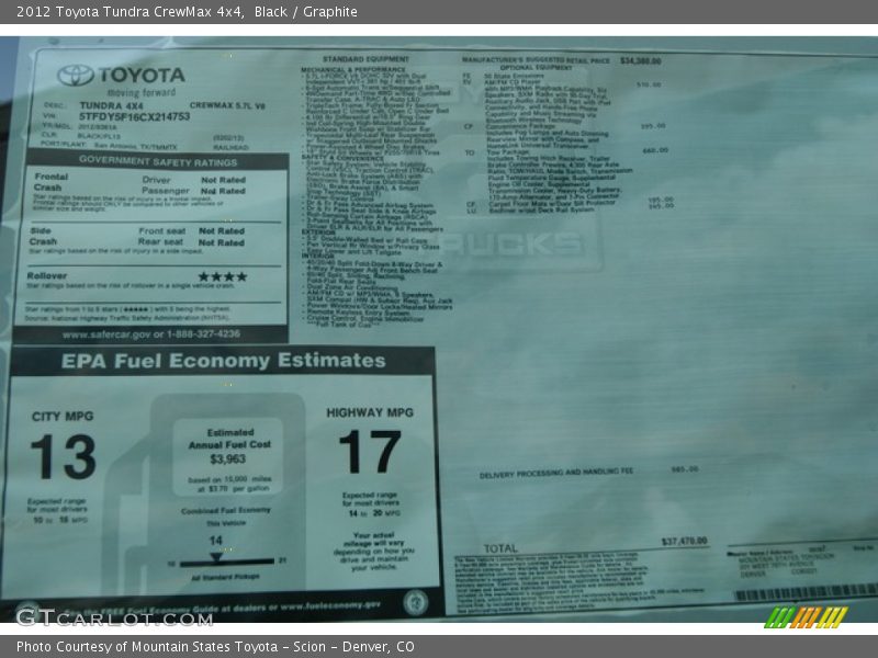 Black / Graphite 2012 Toyota Tundra CrewMax 4x4