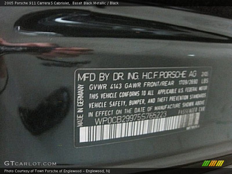Basalt Black Metallic / Black 2005 Porsche 911 Carrera S Cabriolet