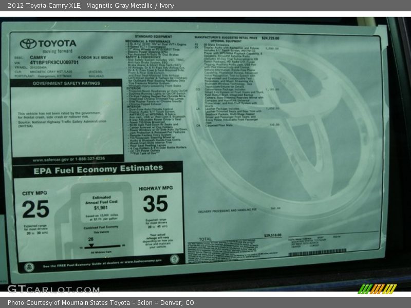 Magnetic Gray Metallic / Ivory 2012 Toyota Camry XLE