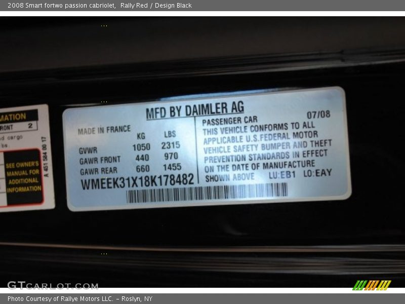 Rally Red / Design Black 2008 Smart fortwo passion cabriolet