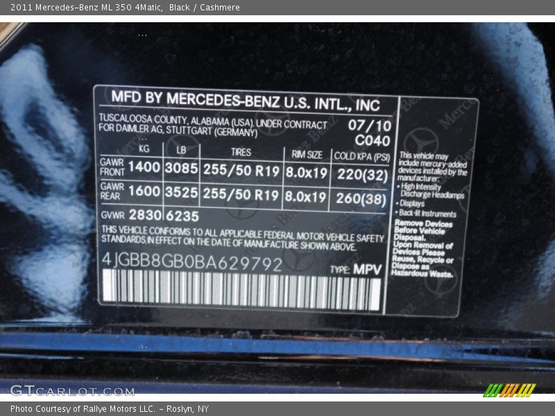 Black / Cashmere 2011 Mercedes-Benz ML 350 4Matic