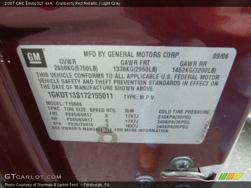 Cranberry Red Metallic / Light Gray 2007 GMC Envoy SLT 4x4