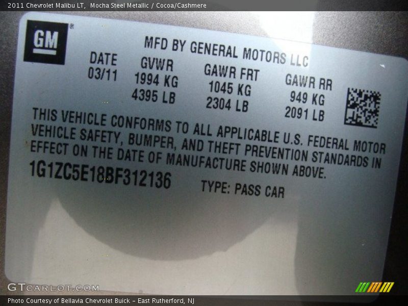 Mocha Steel Metallic / Cocoa/Cashmere 2011 Chevrolet Malibu LT