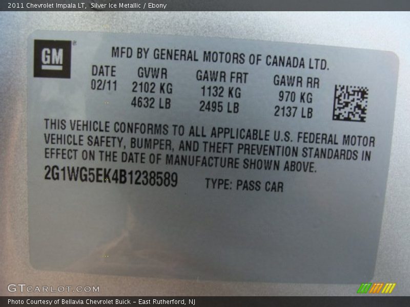 Silver Ice Metallic / Ebony 2011 Chevrolet Impala LT