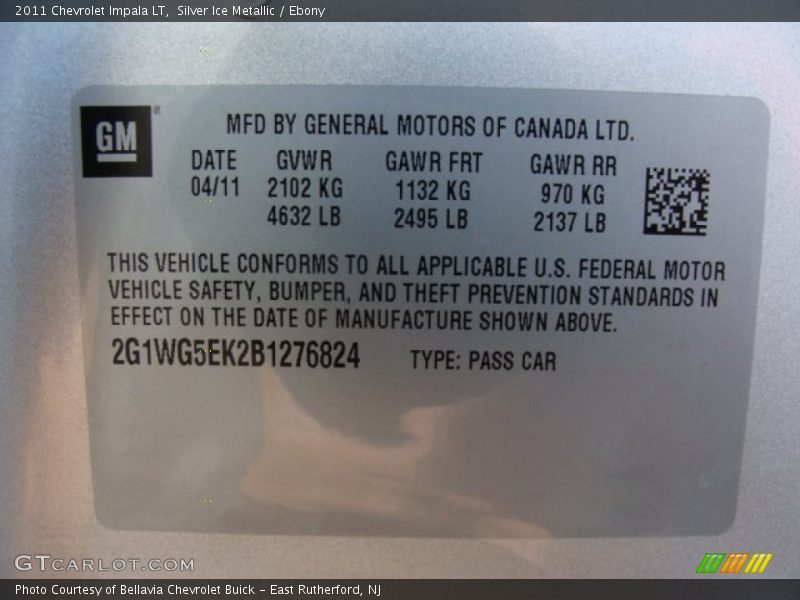 Silver Ice Metallic / Ebony 2011 Chevrolet Impala LT