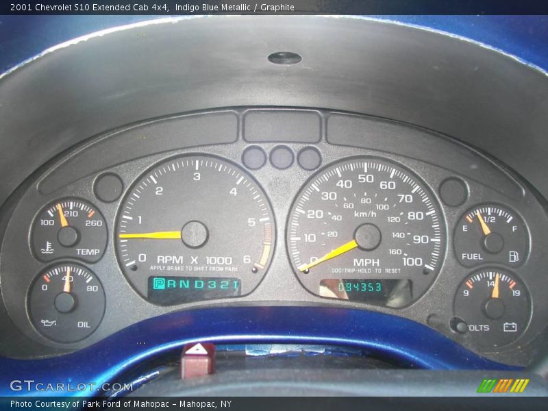 Indigo Blue Metallic / Graphite 2001 Chevrolet S10 Extended Cab 4x4