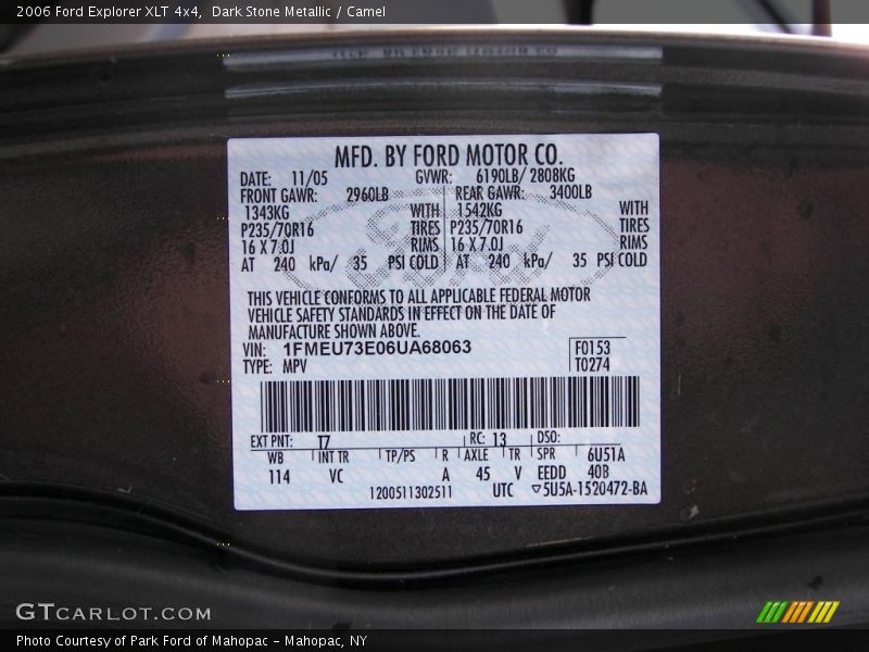 Dark Stone Metallic / Camel 2006 Ford Explorer XLT 4x4