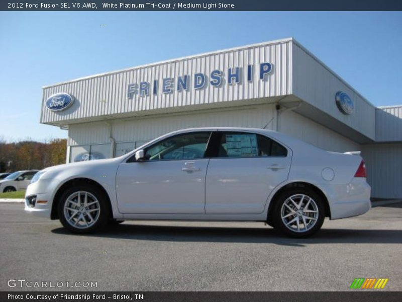 White Platinum Tri-Coat / Medium Light Stone 2012 Ford Fusion SEL V6 AWD