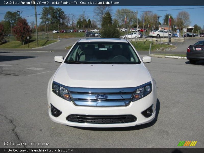 White Platinum Tri-Coat / Medium Light Stone 2012 Ford Fusion SEL V6 AWD