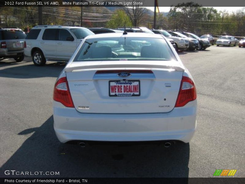 White Platinum Tri-Coat / Medium Light Stone 2012 Ford Fusion SEL V6 AWD
