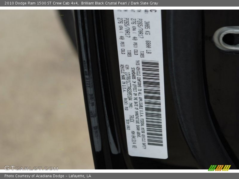 Brilliant Black Crystal Pearl / Dark Slate Gray 2010 Dodge Ram 1500 ST Crew Cab 4x4