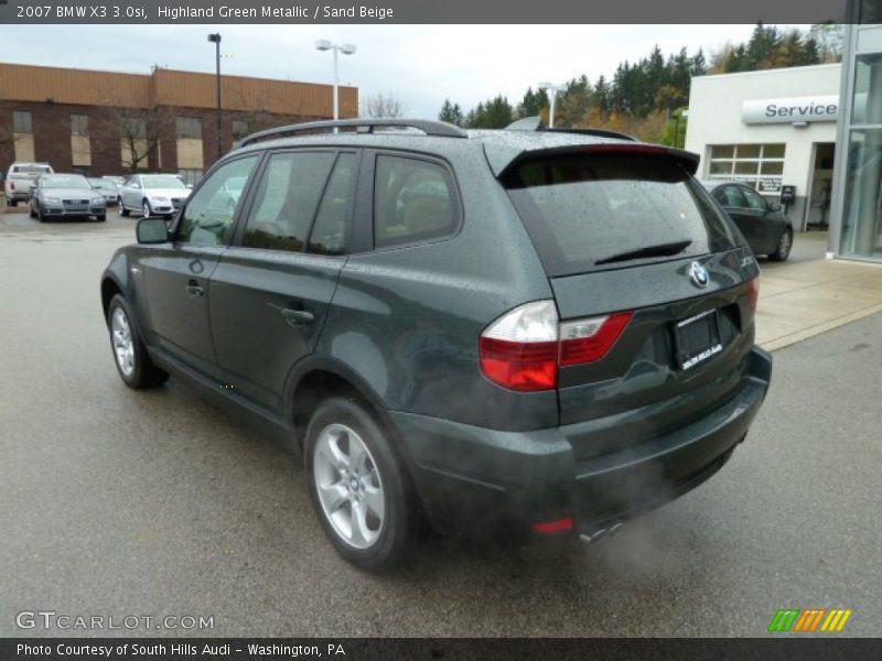 Highland Green Metallic / Sand Beige 2007 BMW X3 3.0si