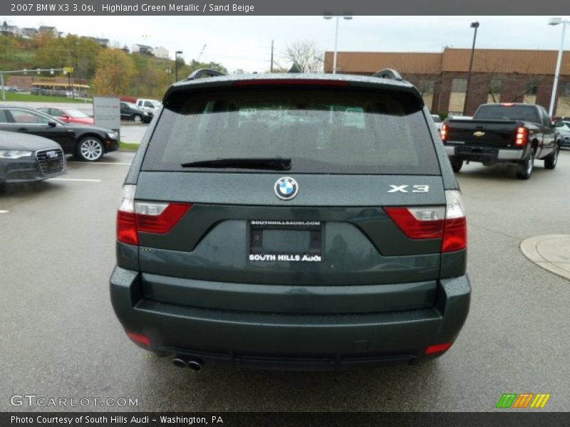 Highland Green Metallic / Sand Beige 2007 BMW X3 3.0si
