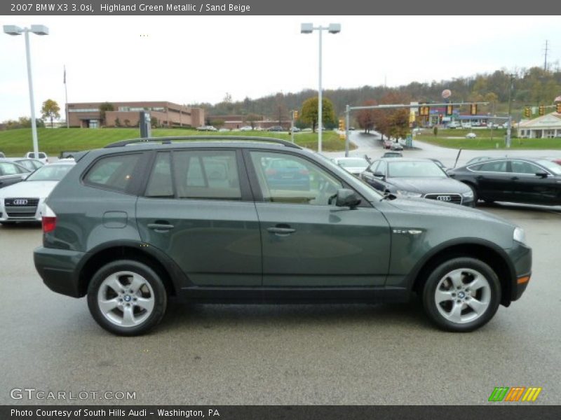 Highland Green Metallic / Sand Beige 2007 BMW X3 3.0si