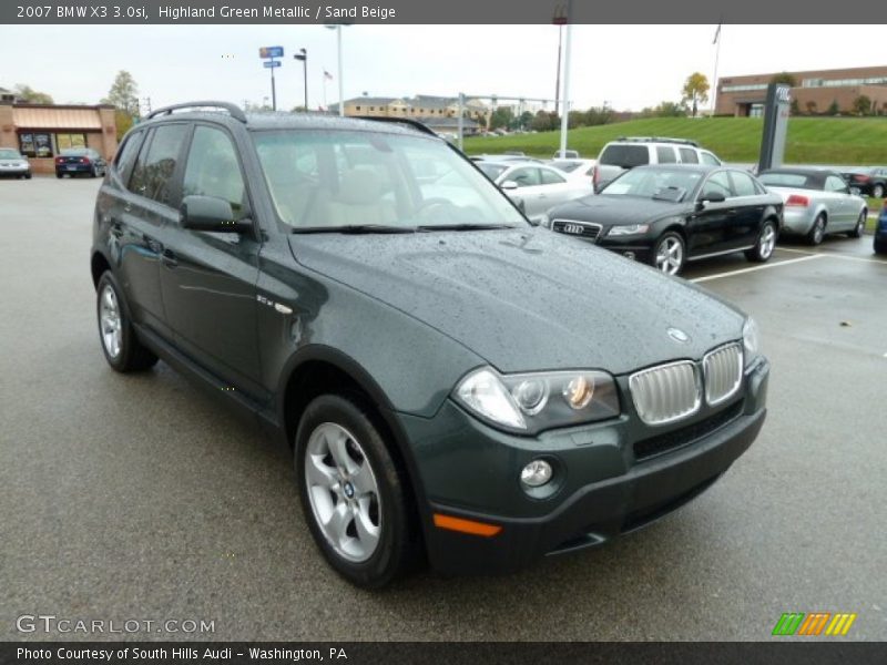 Highland Green Metallic / Sand Beige 2007 BMW X3 3.0si