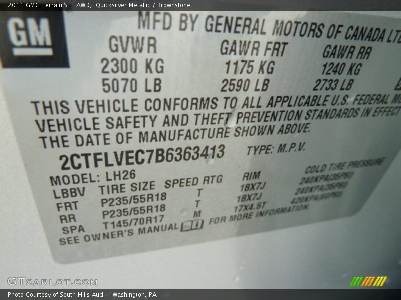 Quicksilver Metallic / Brownstone 2011 GMC Terrain SLT AWD