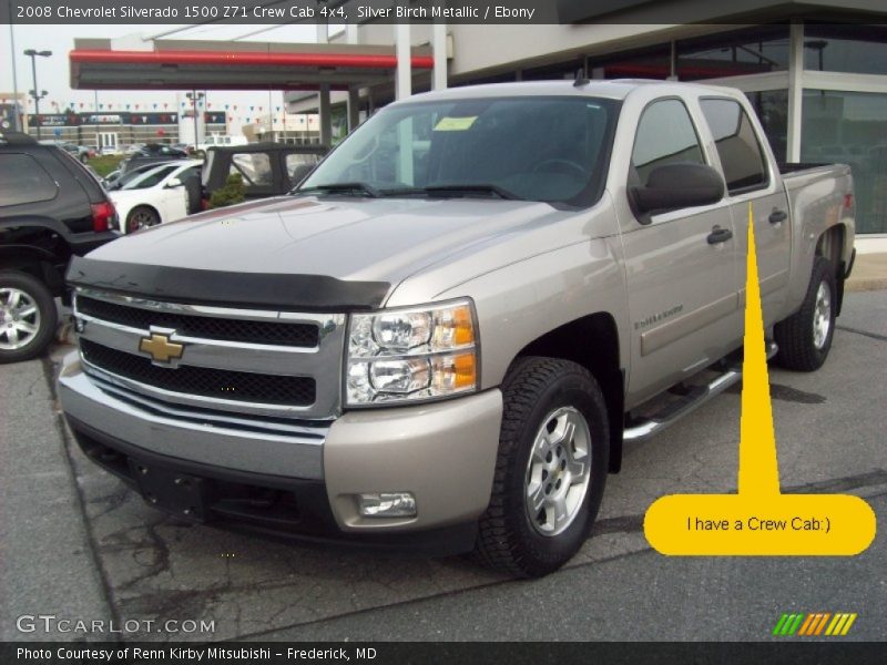 Silver Birch Metallic / Ebony 2008 Chevrolet Silverado 1500 Z71 Crew Cab 4x4