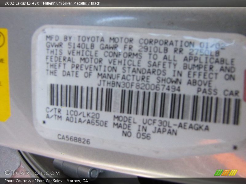 Millennium Silver Metallic / Black 2002 Lexus LS 430