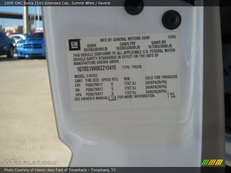 Summit White / Neutral 2006 GMC Sierra 1500 Extended Cab