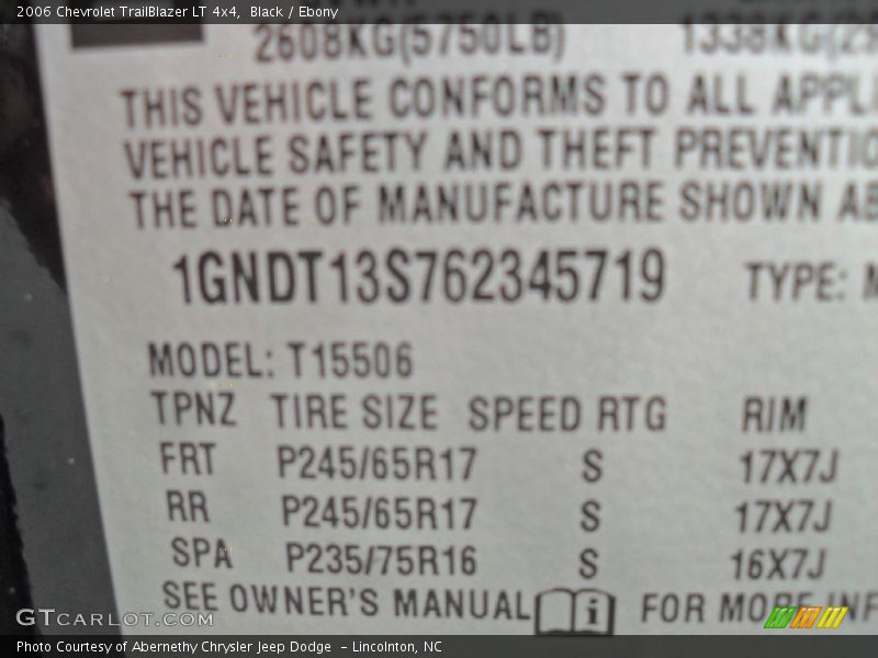 Black / Ebony 2006 Chevrolet TrailBlazer LT 4x4