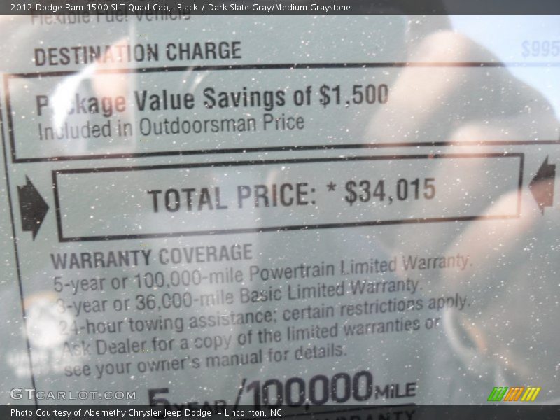 Black / Dark Slate Gray/Medium Graystone 2012 Dodge Ram 1500 SLT Quad Cab