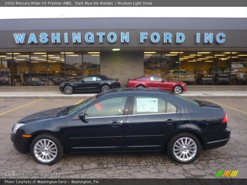 Dark Blue Ink Metallic / Medium Light Stone 2009 Mercury Milan V6 Premier AWD