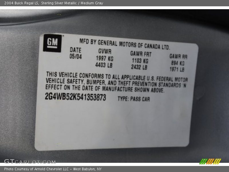 Sterling Silver Metallic / Medium Gray 2004 Buick Regal LS