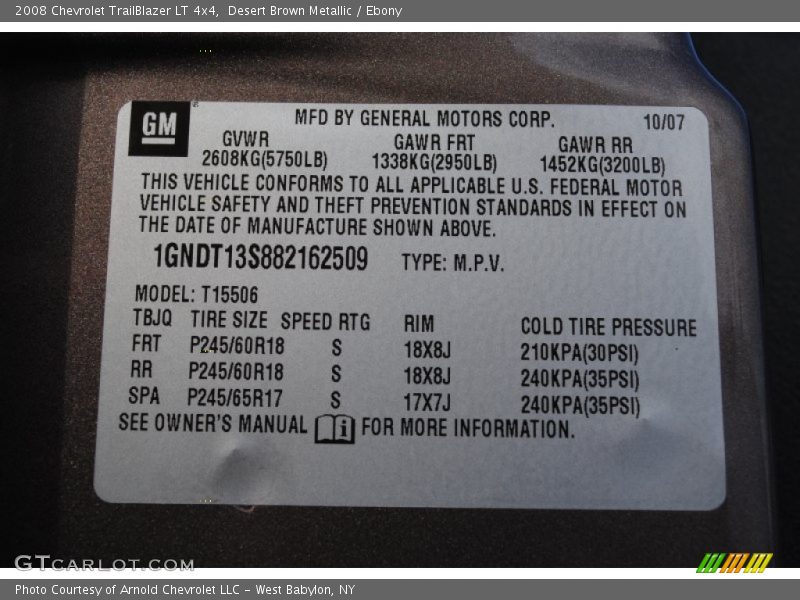 Desert Brown Metallic / Ebony 2008 Chevrolet TrailBlazer LT 4x4