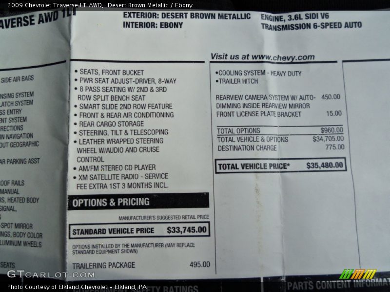 Desert Brown Metallic / Ebony 2009 Chevrolet Traverse LT AWD
