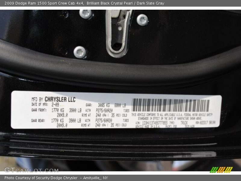 Brilliant Black Crystal Pearl / Dark Slate Gray 2009 Dodge Ram 1500 Sport Crew Cab 4x4