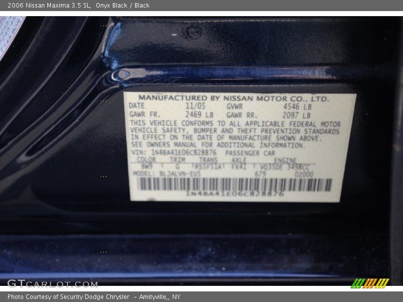 Onyx Black / Black 2006 Nissan Maxima 3.5 SL
