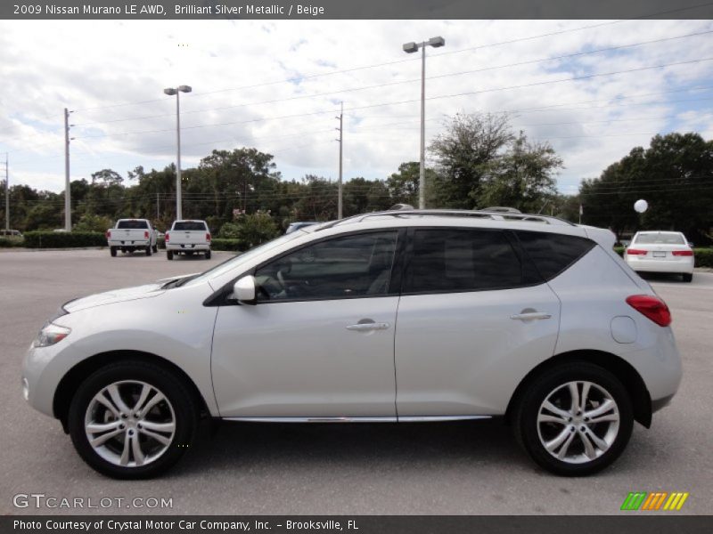 Brilliant Silver Metallic / Beige 2009 Nissan Murano LE AWD