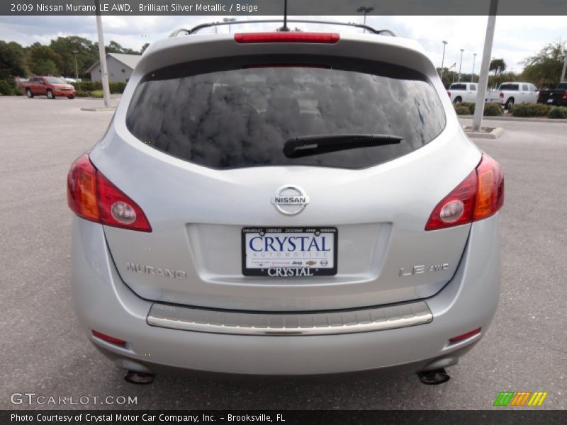 Brilliant Silver Metallic / Beige 2009 Nissan Murano LE AWD