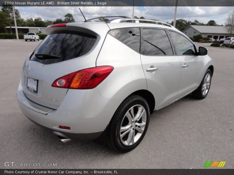 Brilliant Silver Metallic / Beige 2009 Nissan Murano LE AWD